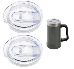 lot 46202 image: 2 Pcs Replacement Lid Compatible with Stanley 24oz Classic Beer Stein, Clear Replacement Spill Proof Cup Lids with Sealing Silicone Ring, BPA-Free, Dishwasher Safe for Drinking Cup Cover - Retail $10
