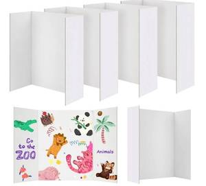 lot 46210 image: 6 Per Pack Trifold Poster Board, 24 � 16 Inch White Cardboard Sheets for School Projects, Science Fair, Business Events - Retail $14