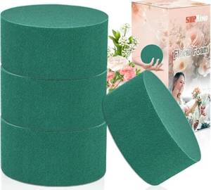 lot 46213 image: 4Pcs Floral Foam Round SUPKING 3.15 Small Green Wet Dry Flower Foam Blocks Florist Plant Foam for Artificial and Fresh Flower Arrangement - Retail $7