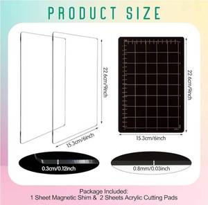 lot 46219 image: 3 Pcs Die Mats Set 6 x 9 Include Magnetic Shim with Card Size Grids and 2 Pcs Acrylic Cutting Plates for Die Cutting Machines Embossing Crafting Accessories - Retail $12