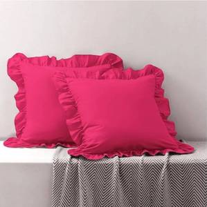 lot 46223 image: Living Room Cover Pillow 26x26, Microfiber Hot Pink Pillowcovers Set of 2, Soft Breathable and Non Shrinking Ruffle Pillowcases for Sofa Bedroom Car Decoration etc - Retail $12