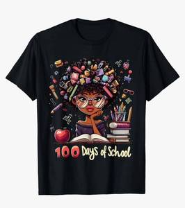 lot 46224 image: Afro Girls 100 Days Smarter 100th Day of School,Teacher T-Shirt(female,xl) - Retail $20