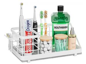 lot 46343 image: Toothbrush Holders Instant-Drying Organizer - Bathroom CountertopWall Mounted Electric Toothbrush Holder - Toothbrush Head Toothpaste Holder, Bathroom Counter Organizers and Storage, White - Retail $22