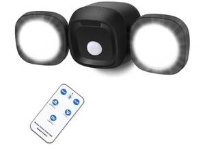 lot 46344 image: Battery-Operated Motion Sensor Outdoor Light with Remote Control 3 Lighting Modes LED Flood Light, 3 Levels Brightness Motion Activated Security Lights for Outside House Garage Patio Shed - Retail $35