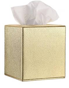lot 46356 image: Tissue Box Cover Square Tissue Box Stylish PU Tissue Box Holder with Magnetic Bottom, Leather Cube Tissue Cover for Living Room Bathroom Bedroom Table Desk Home Office Car, Gold - Retail $14