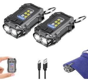 lot 46359 image: 2PACK Keychain Flashlight - Super Bright Mini Keychain Light with Hat Clip, Magnetic Base, Rechargeable Small Pocket Flash Lights for Emergency,Outdoor Activities,Walking Dog - Retail $15