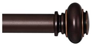 lot 46371 image: Bronze Curtain Rods for Windows 72 to 144 Inches Adjustable Decorative 1 Inch Diameter Single Window Curtain Rod Set with Classic Finials, Bronze with Gold Finishing - Retail $35