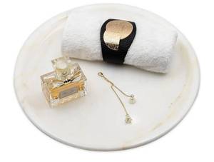 lot 46377 image: Marble Perfume Tray Bathroom Tray for Decorative,Candles,Jewelry Stone Vanity Tray,Kitchen Counter Decor and Home Decorative Tray(Calacatta Marble Gold) Jewelry Tray Unique Festival Gifts - Retail $37
