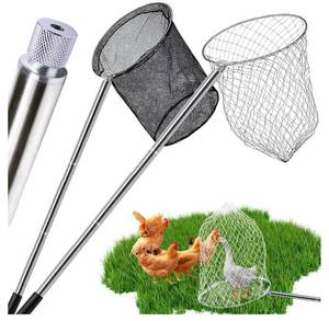 lot 46379 image: Chicken Catching Net Extra Thick 2 Poles 5.25 FT Poultry Fishing Net Extendable Landing Animal Catcher for Bird, Chicken, Goose, Ducks, Fish, Cat(2 Nets, 2 Poles with 3 Sections Each,46 Inches) - Retail $29
