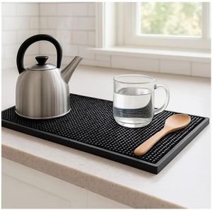 lot 46383 image: Rubber Bar Mat 45x30 cm,10mm Premium Non-Slip Service Mat for Kitchen, Bar Counter, Coffee Station, Spill-Resistant & Easy to Clean,Multipurpose Use, Grey, 2 Count. - Retail $20