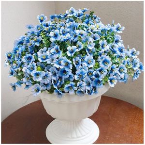 lot 46387 image: Artificial Flowers for Outdoors, 12 Bundles UV Resistant Artificial Outdoor Flowers with Eucalyptus No Fade Silk Fake Flowers for Planters Porch Garden Home Spring Summer Decor, Blue - Retail $18