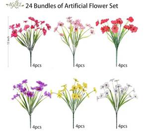 lot 46259 image: AGIRL 24 Bundles Artificial Flowers for Outdoor,Fake Flowers No Fade Plastic Faux Plants for Decoration Hanging Planters Outdoor&Indoor Garden Patio Porch Window Party Farmhouse - Retail $22