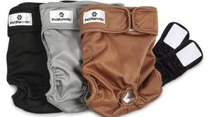 lot 46261 image: Pet Parents� Washable Dog Diapers (3pack)  Extenders of Durable Doggie Diapers, Premium Dog Diapers Female (Small, Natural) waist9-15 - Retail $24