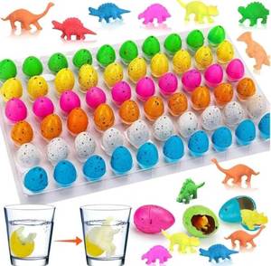 lot 46263 image: 60PCS Small Hatching Dinosaur Eggs for Dinosaur Birthday Party Favors Summer Goodie Treat Bag Stuffers Classroom Carnival Prizes Bulk Pinata Fillers Novelty Grow in Water Dino Eggs with Toys Inside - Retail $17