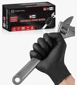 lot 46268 image: 8 Mil Heavy Duty Disposable Nitrile Gloves with Diamond Texture Grip Rubber Gloves Latex & Powder Free - Retail $10