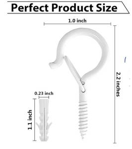 lot 46276 image: 23 Pcs Q Hanger Hooks with Safety Buckle, Ceiling Hooks for Hanging Plants,Hanging Outdoor String Lights, Wind Chimes, Patio Lights & Party Decors, 2.2 Inches, White - Retail $10