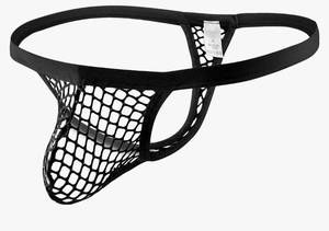 lot 46288 image: Mens Fishnet Underwear Mesh Sexy G-Strings See Through Thongs Bikini Pouch Underpants Breathable T-back, S - Retail $9