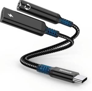 lot 46289 image: USB C to 3.5mm Headphone and Charger Adapter, 2-in-1 USB Type C to Aux Audio Jack Splitter, PD 60W Fast Charging Dongle for iPhone 171615, Galaxy S25S24S23, iPad Pro, Pixel (Black) - Retail $10