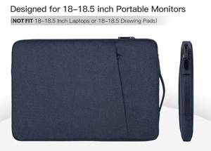 lot 46293 image: Portable Monitor Case 18.5 Inch,18 Inch Storage Sleeve Bag Compatible with Most Large 18.5 Inch Portable Monitor Carrying Pouch Bag with Pocket,Navy Blue(17.5x11.8 Inch) - Retail $20