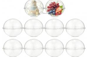 lot 46298 image: 10Pcs Mousse Cake Container, 5.3inch Clear Cupcake Containers, Plastic Ball Shape Fillable Ornaments, 500ml Small Empty Display Box with Lids for Dessert, Fruit, Puddings and Party Gifts - Retail $18
