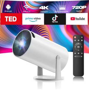 lot 46302 image: Projector with WiFi and Bluetooth, Mini Projector, 4K 1080P Support Portable Wireless Movie Projectors 220° Rotatable 130 Screen Auto Keystone Compatible with HDMIiPhoneTV Stick for Bedroom Indoor - Retail $57