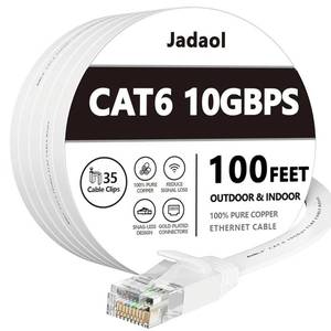 lot 46304 image: Cat 6 Ethernet Cable 100ft, 10Gbps Support Cat8 Cat7 Network, Flat RJ45 LAN Patch Cable, High-Speed Wired Internet Cable for Router, Modem, Switch, Gaming Consoles, PC, Streaming Devices, White - Retail $32