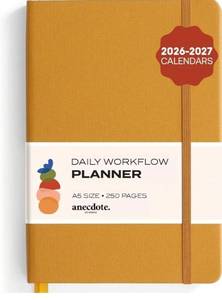 lot 46305 image: Anecdote Daily Planner w 2026-2027 Calendar  Start Anytime 26 Weeks Undated  1 Page per Day  8.5 x 5.2  Hardcover To-Do List Organizer, Plan Your Success, Achieve Productivity Goals (Mustard) - Retail $25