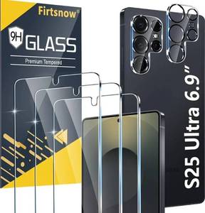 lot 46309 image: 3 Pack for Samsung Galaxy S25 Ultra Screen Protector Tempered Glass  3 Pack Camera Lens Protector, Military Grade Shatterproof, 9H Hardness, Fingerprint Unlock,Case Friendly 6.9 Inch - Retail $8