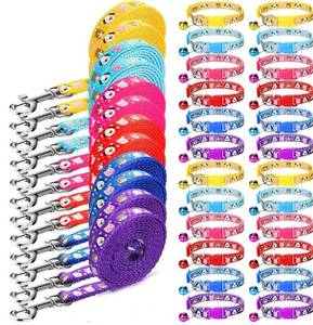 lot 46317 image: 48 Pcs Dog Collar and Leash Set, Polypropylene Adjustable Puppy Collars for Medium Dogs Small Pet Puppy Walking Training with Hook and Buckle(Vivid Color, Animal Pattern) - Retail $31