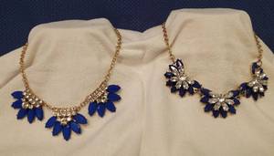 lot 53 image: Set of 2 Vintage Rhinestone Choker Necklaces with Gold Tone Metal Chain - 19in L