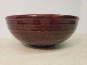 lot 112 image: Vintage Marcrest Brown Glaze Daisy Dot Stoneware Serving Bowl - 10.25in W x 4.25in T