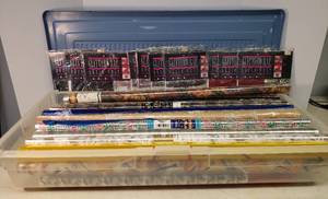 lot 121 image: Large Lot of Cellophane & Mylar Wrapping with Storage Tub