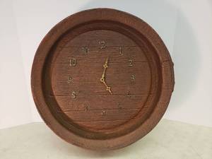 lot 122 image: Man Cave Ready Vintage Molded Foam KEG Wall Clock - 20in W x 6in D - Battery Operated