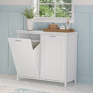 $270 RiverRidge Somerset Double Tilt-Out Laundry Hamper Cabinet-White