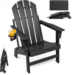 lot 6030 image: $86 FUNBERRY Folding Adirondack Chair, HDPE Gun-Leg with Cupholder