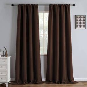 lot 6052 image: IGEMAEVE Blackout Curtains 96-Inch 2 Panels, Rod Pocket, Chocolate