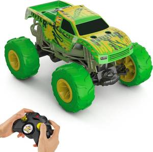 $67 Hot Wheels Monster Trucks RC Toy 1:15 Gunkster, Glows in the Dark