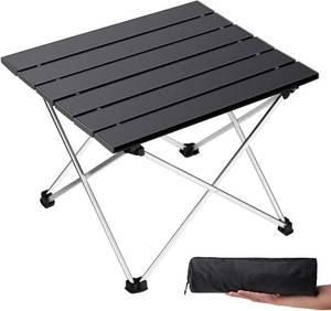 lot 6073 image: Grope Portable Camping Table, Aluminum Top, Folding, Black-L