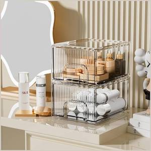 lot 6091 image: ZHIAI 2-Pack Clear Stackable Cosmetic Organizer, Acrylic Drawer