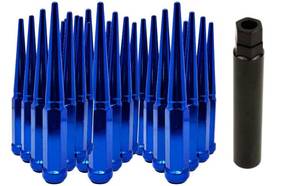 lot 6102 image: $50 12x1.5 Blue Spike Lug Nuts, 6 Tall, Set w Lock