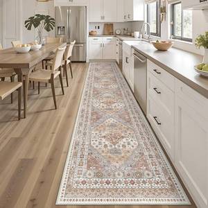 lot 6133 image: $70 3x14 Runner Rug for Hallway - Non-Slip, Washable, Orange
