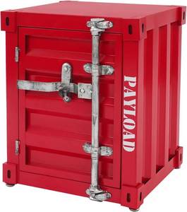lot 6135 image: $80 3-Tier Metal Side Table with Drawers and Lock, 20in Red2