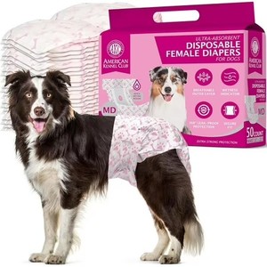 lot 6155 image: AKC Dog Wrap, Disposable Diapers with Wetness Indicator, Medium