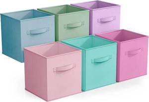 lot 6184 image: Sorbus Fabric Storage Cubes   6 Foldable Bins for Pantry & Shelves