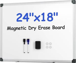 lot 6185 image: VUSIGN Magnetic Whiteboard Kit 24x18 in - 1 Eraser, 2 Markers