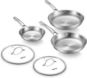 lot 6187 image: $300 Titanium Pans Set 81012in Hammered Pro w 2 Lids