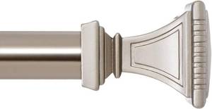 lot 6191 image: Ivilon Curtain Rod - Carved Finials, 1 18 in, 28 48 in Satin Ni