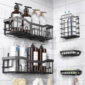 lot 6208 image: EUDELE Adhesive Shower Caddy 5-Pack Rustproof Bath Organizers