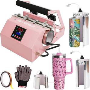 lot 6223 image: $142 BetterSub 3-in-1 Tumbler Heat Press Machine for 20-40oz, Pink