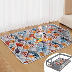 lot 6225 image: Jaobeem Baby Play Mats Floor Foldable 74x50, Anti-Slip, Washable